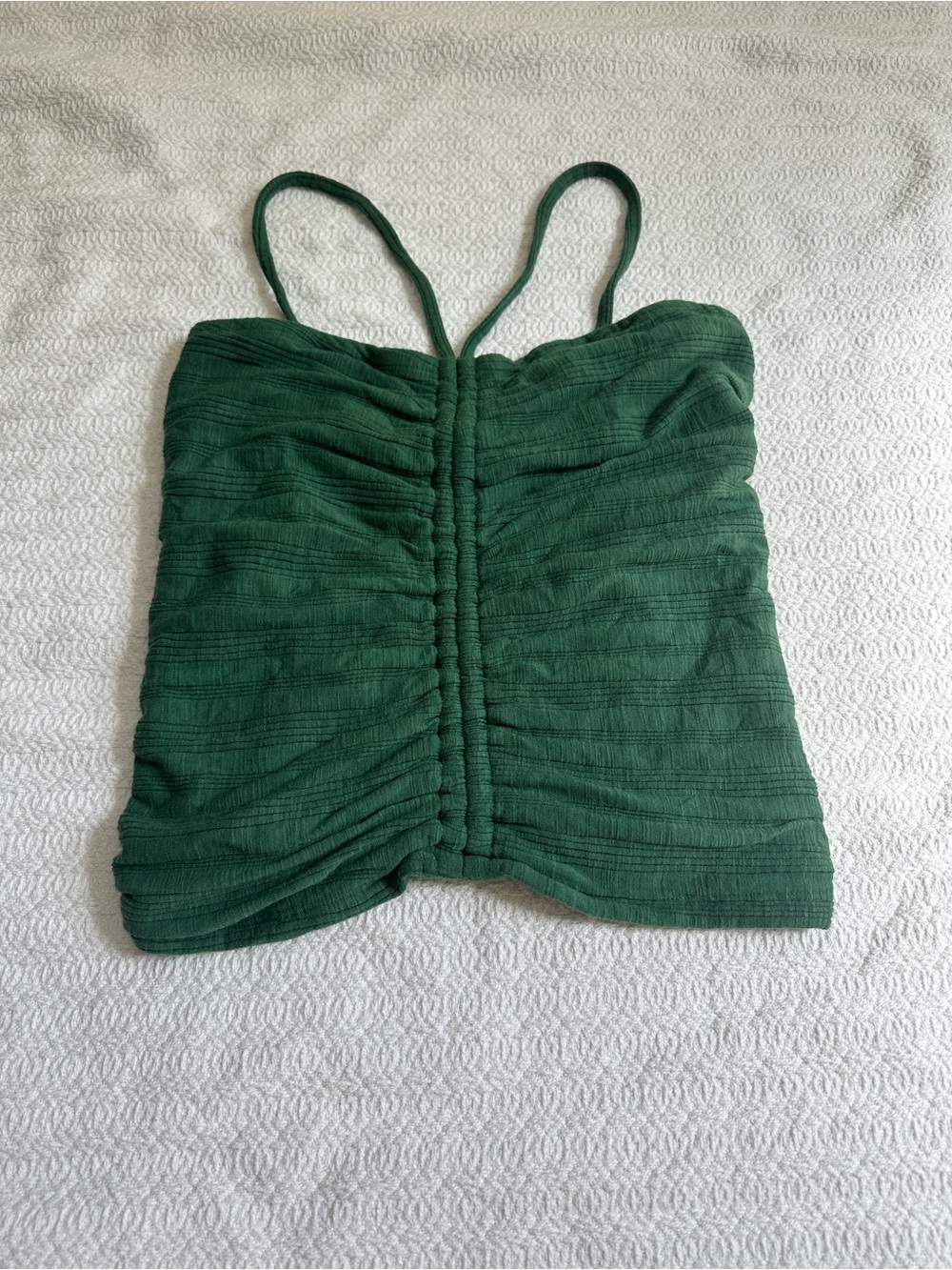 Pilcro Green Ruched Spaghetti-Strap Camisole